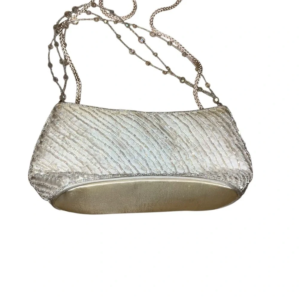 Vintage la regale beaded purse white wedding bridal evening 8” x 4”